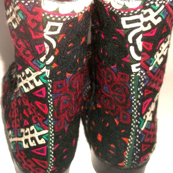 Unbranded Artisan-Made Central Asian Suzani Embroidered Side Zip Flat Boots 10M - Picture 4 of 12